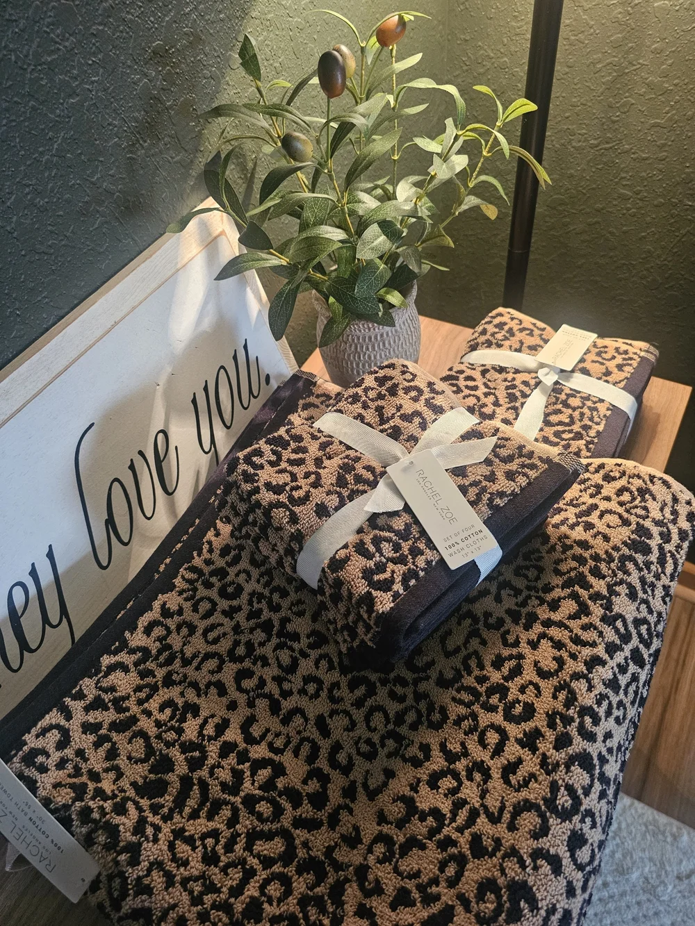 Leopard Print Home Towel Set - Black and Tan